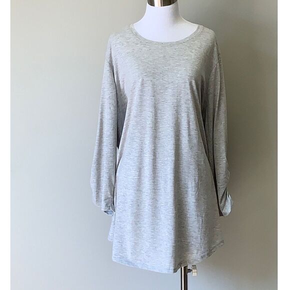 Lane Bryant Ruched-Sleeve Curved-Hem Speckled Tee NWT - Picture 5 of 7